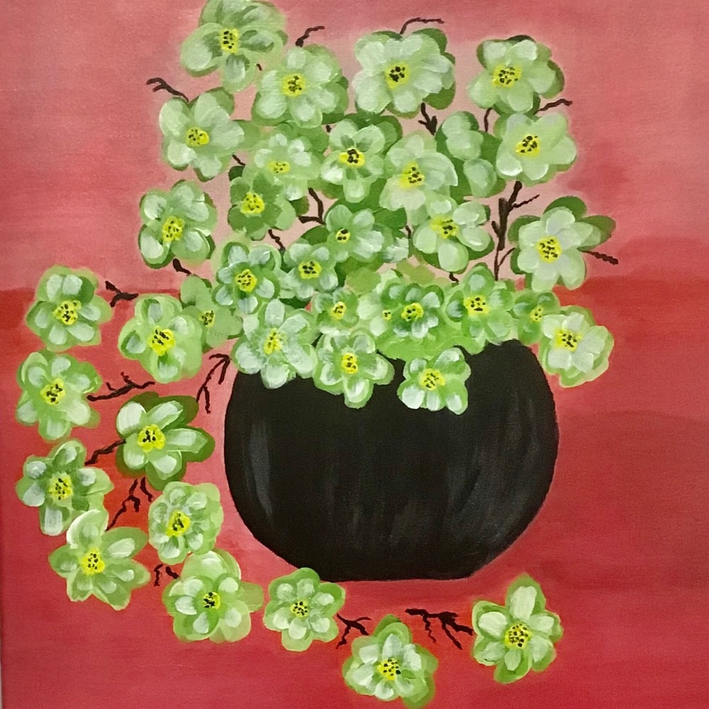 Flowers in a vase Original Acrylic Painting 16”x12”